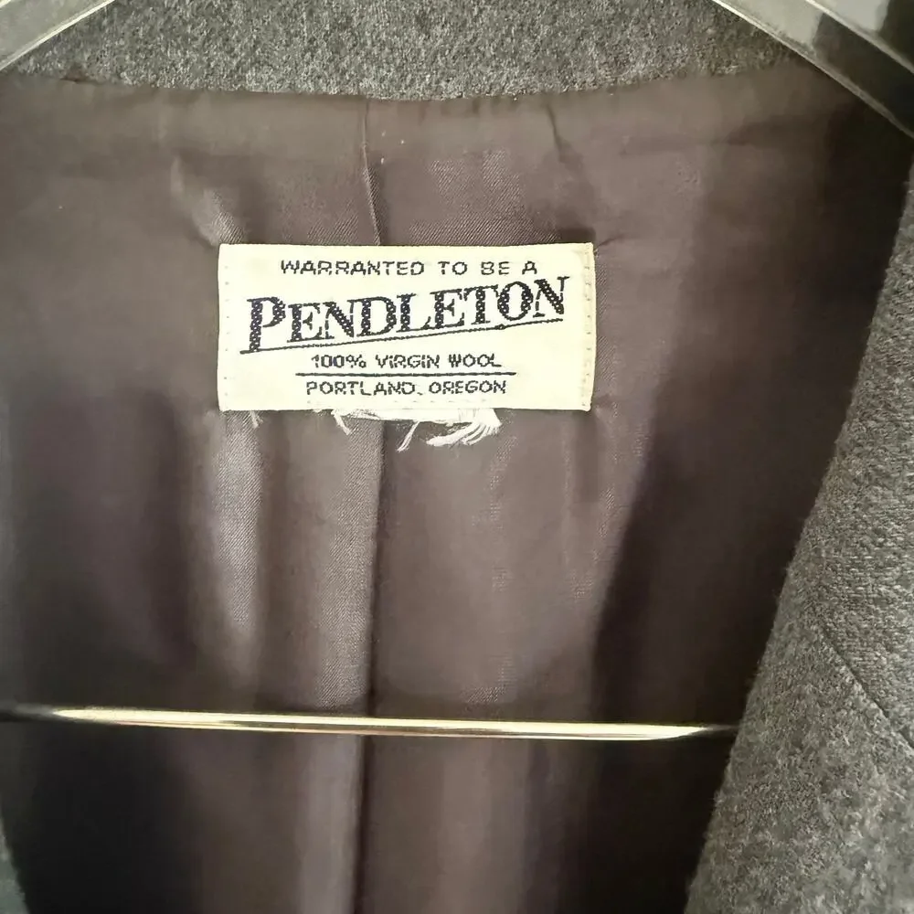 Vintage Pendleton Blazer Gray USA Wool Single Button Classic Jacket Work Fall